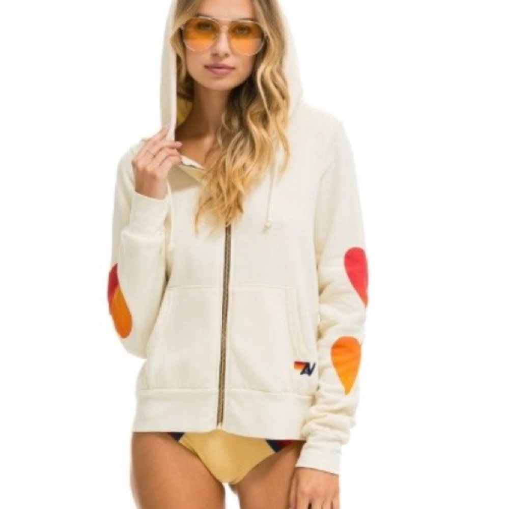 Aviator Nation Heart Fade Vintage White Hoodie -  Perfect for Valentine’s Day!